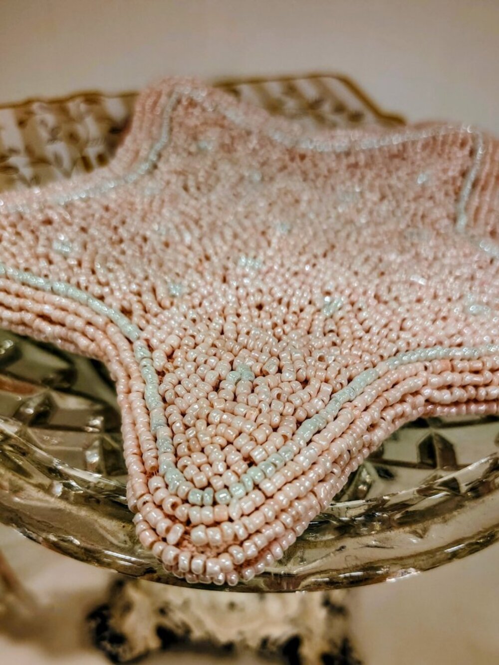 NWT India Handmade Beaded Rose Pink Starfish Change Purse Clutch